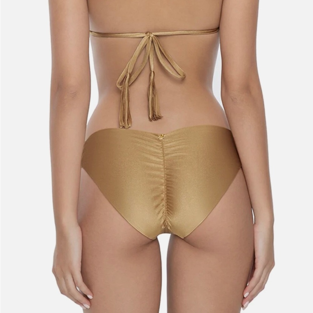 NWT Pilyq Cliff Gold Basic Ruched Teeny Coverage Bikini Bottoms Multiple sizes